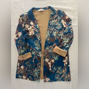 Suede floral blazer